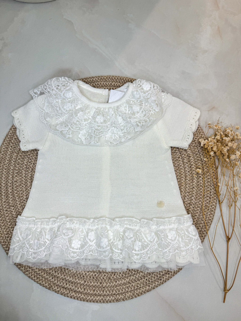 Annabelle knit & lace dress ivory
