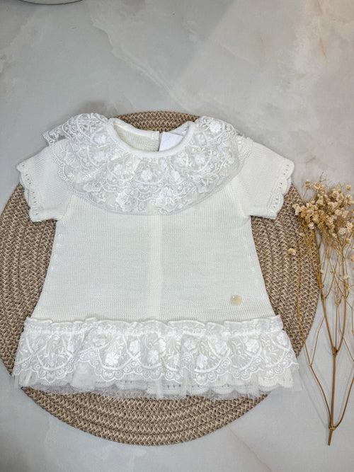 Annabelle knit & lace dress ivory