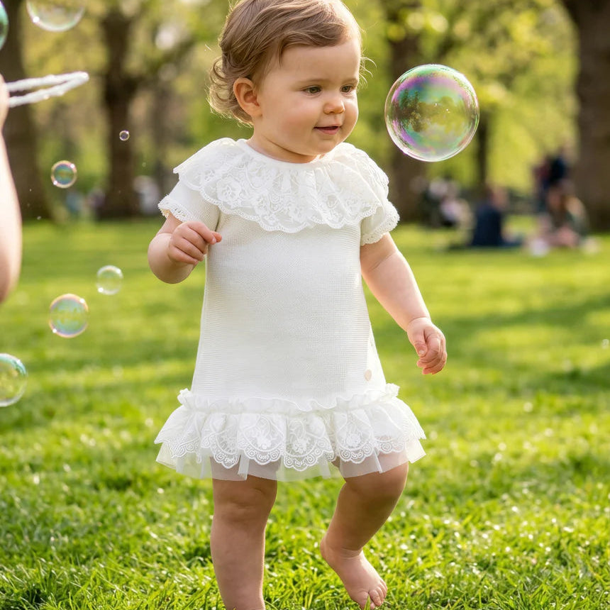 Annabelle knit & lace dress ivory
